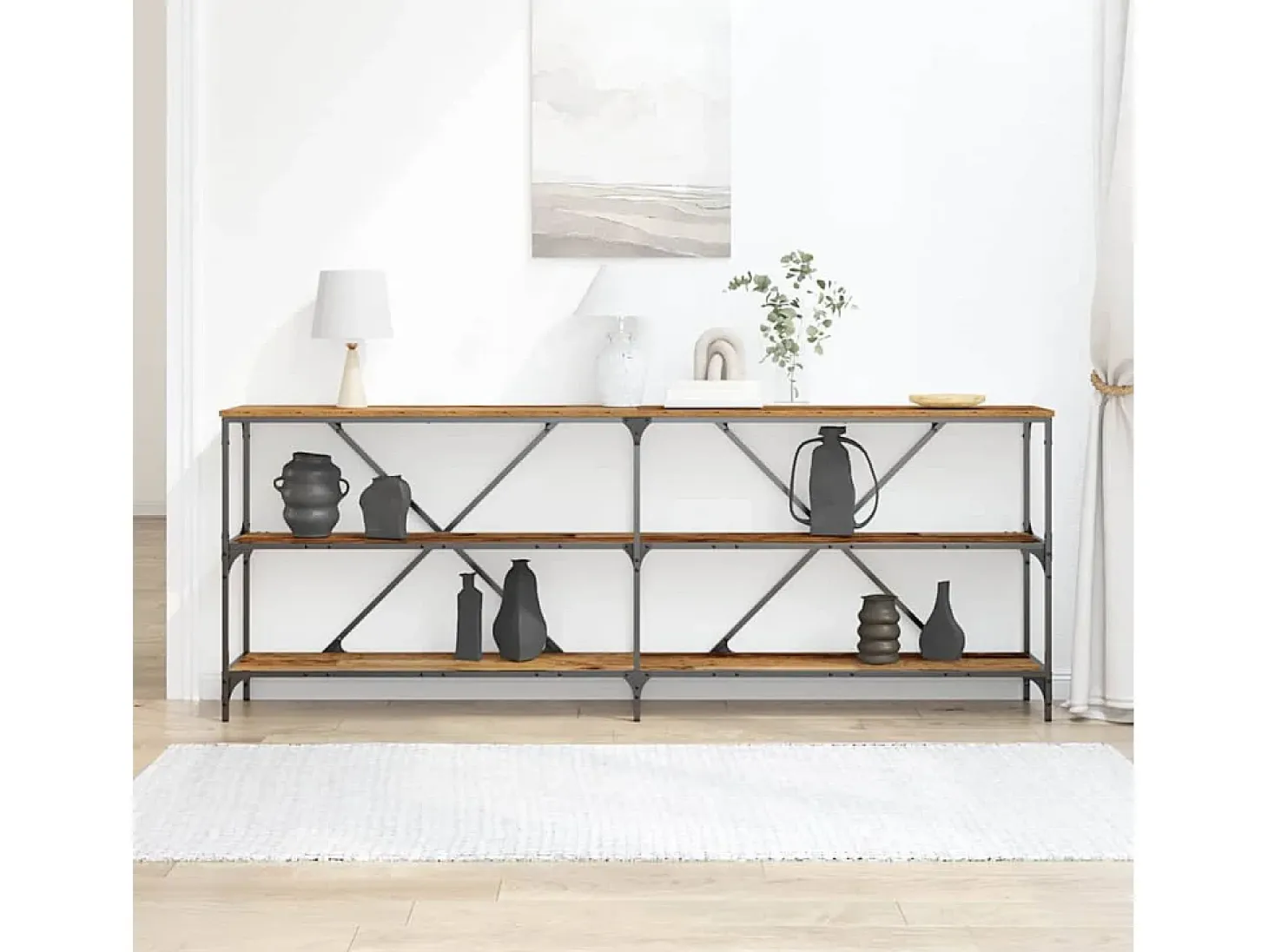Mesa Consola con estante Otro Madera Vieja 180 x 30 x 75 cm