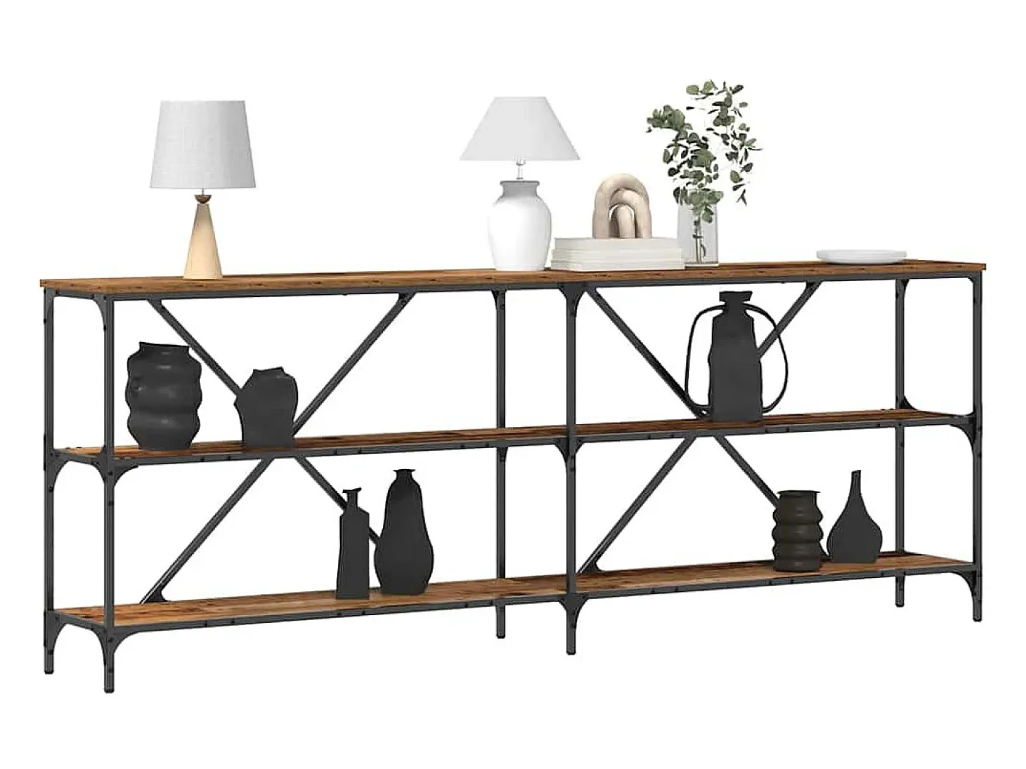 Mesa Consola con estante Otro Madera Vieja 180 x 30 x 75 cm