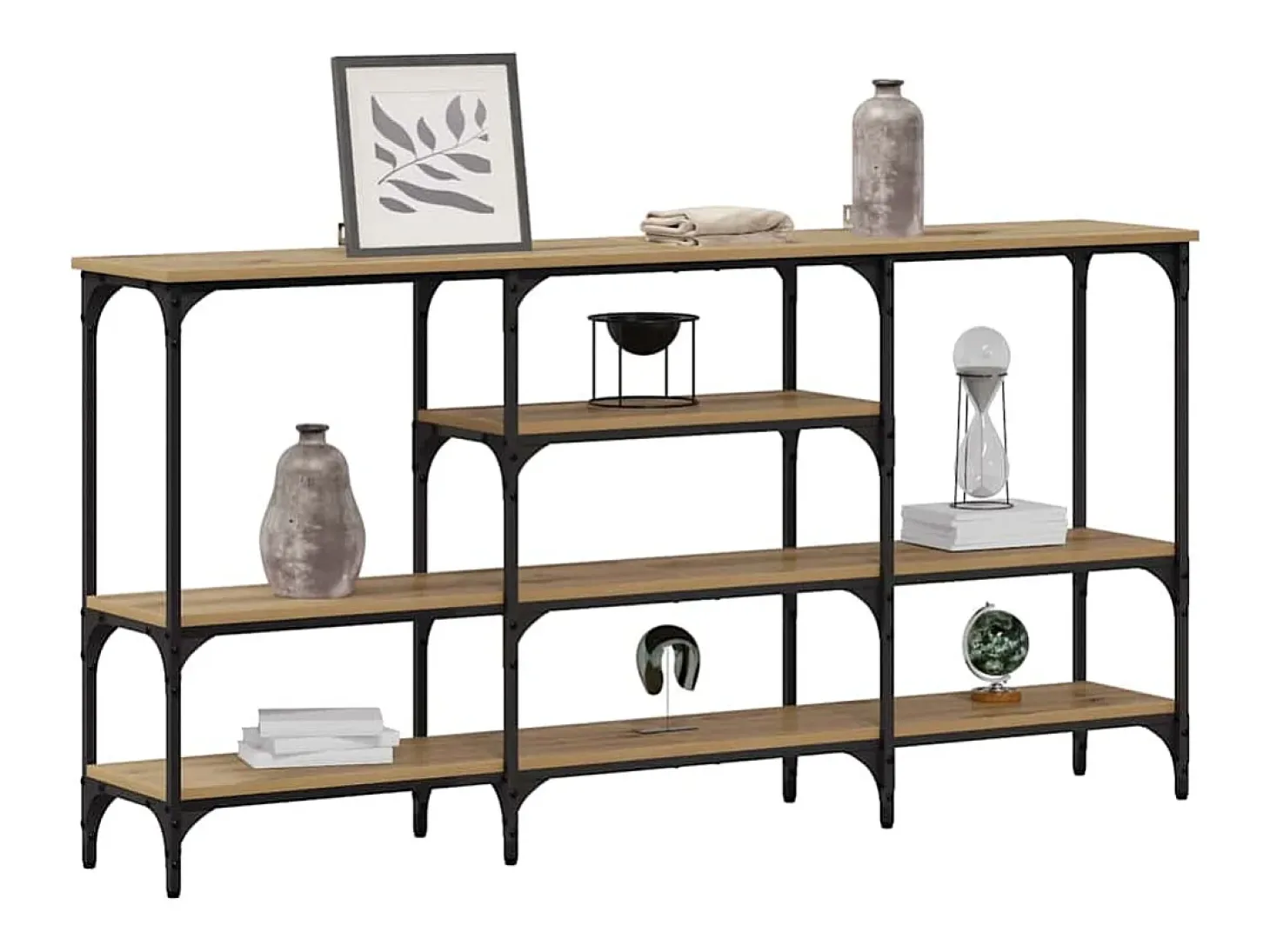 Mesa Consola con estante Roble artisan 160 x 29 x 80 cm