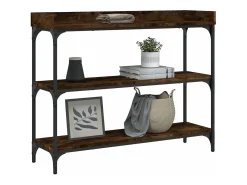 Mesa consola con estantes roble ahumado 100x30x80 cm