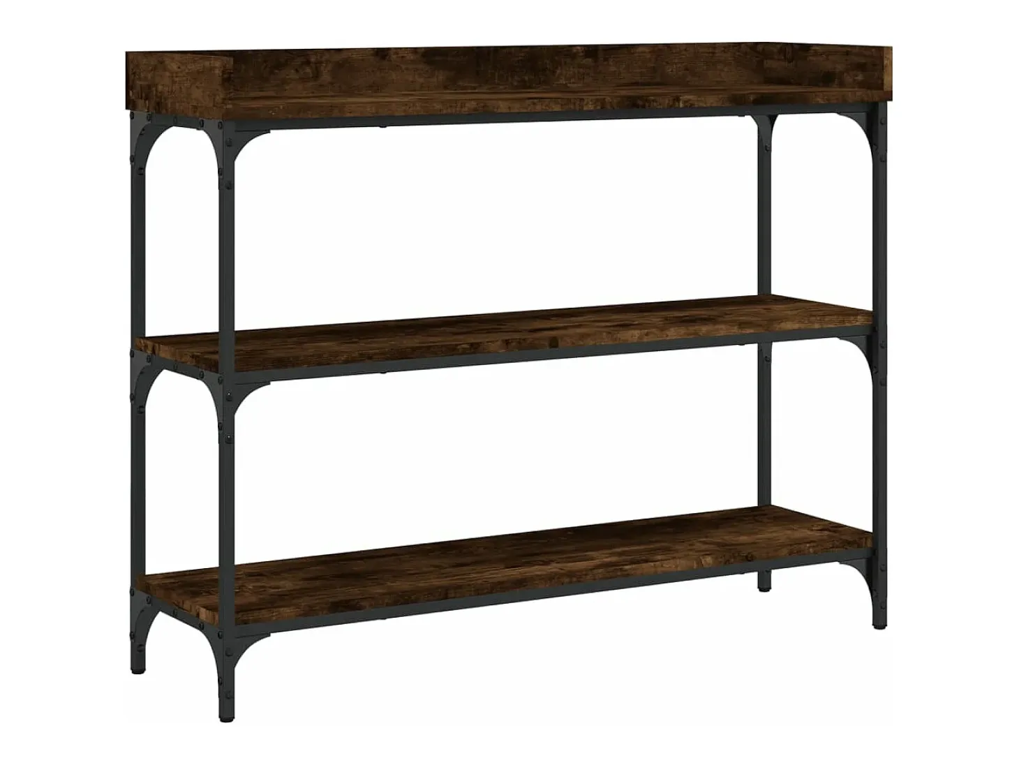 Mesa consola con estantes roble ahumado 100x30x80 cm