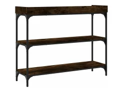 Mesa consola con estantes roble ahumado 100x30x80 cm