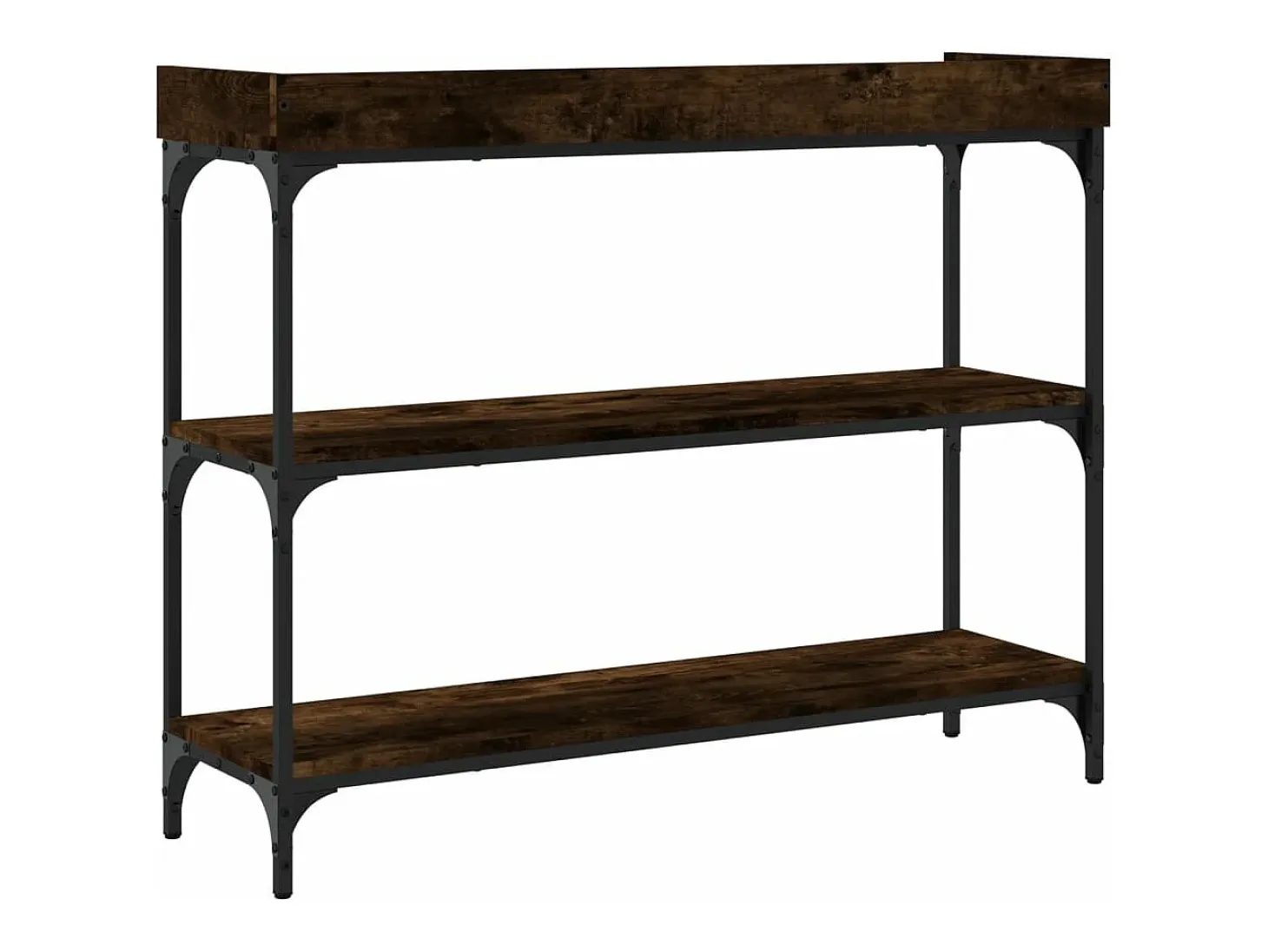 Mesa consola con estantes roble ahumado 100x30x80 cm