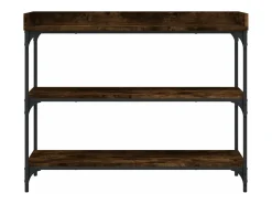 Mesa consola con estantes roble ahumado 100x30x80 cm