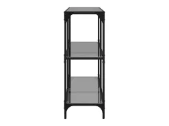 Mesa consola con superficie de vidrio negro acero 98x30x81 cm