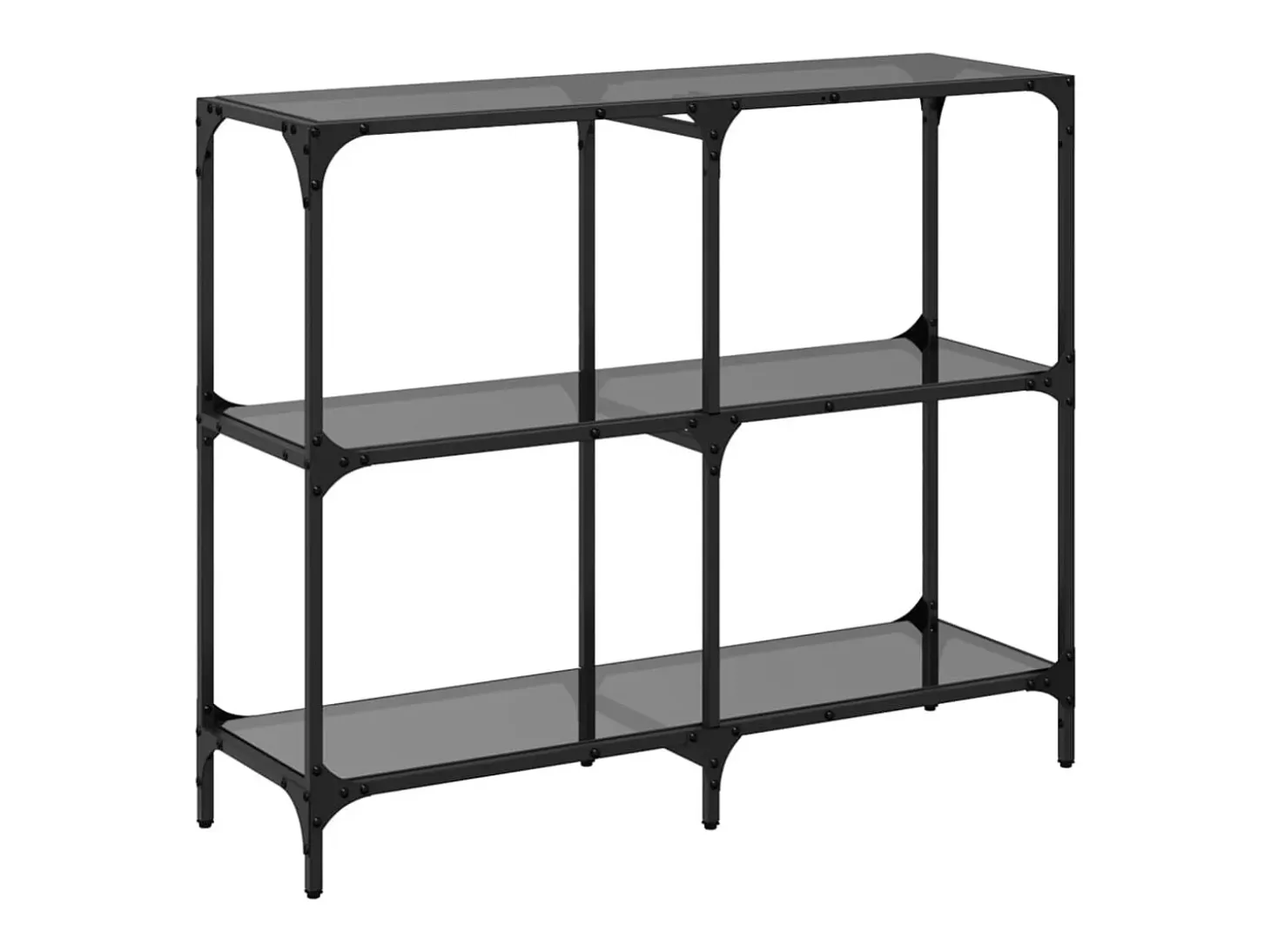 Mesa consola con superficie de vidrio negro acero 98x30x81 cm