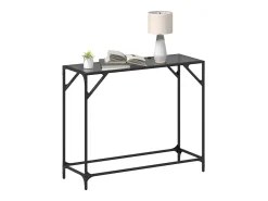 Mesa consola con superficie de vidrio negro acero 98x35x81 cm