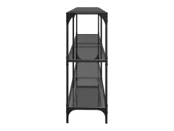 Mesa consola con superficie de vidrio negro acero 194,5x30x81cm