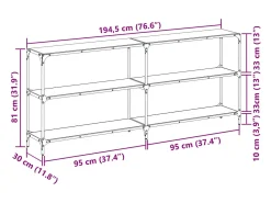 Mesa consola con superficie de vidrio negro acero 194,5x30x81cm