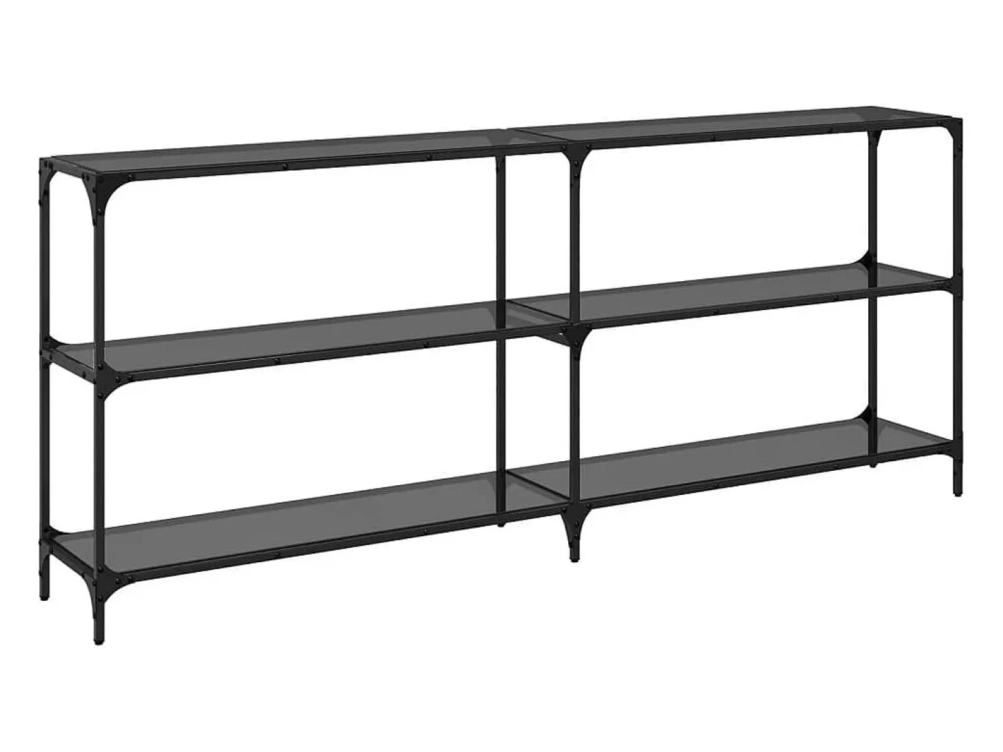 Mesa consola con superficie de vidrio negro acero 194,5x30x81cm
