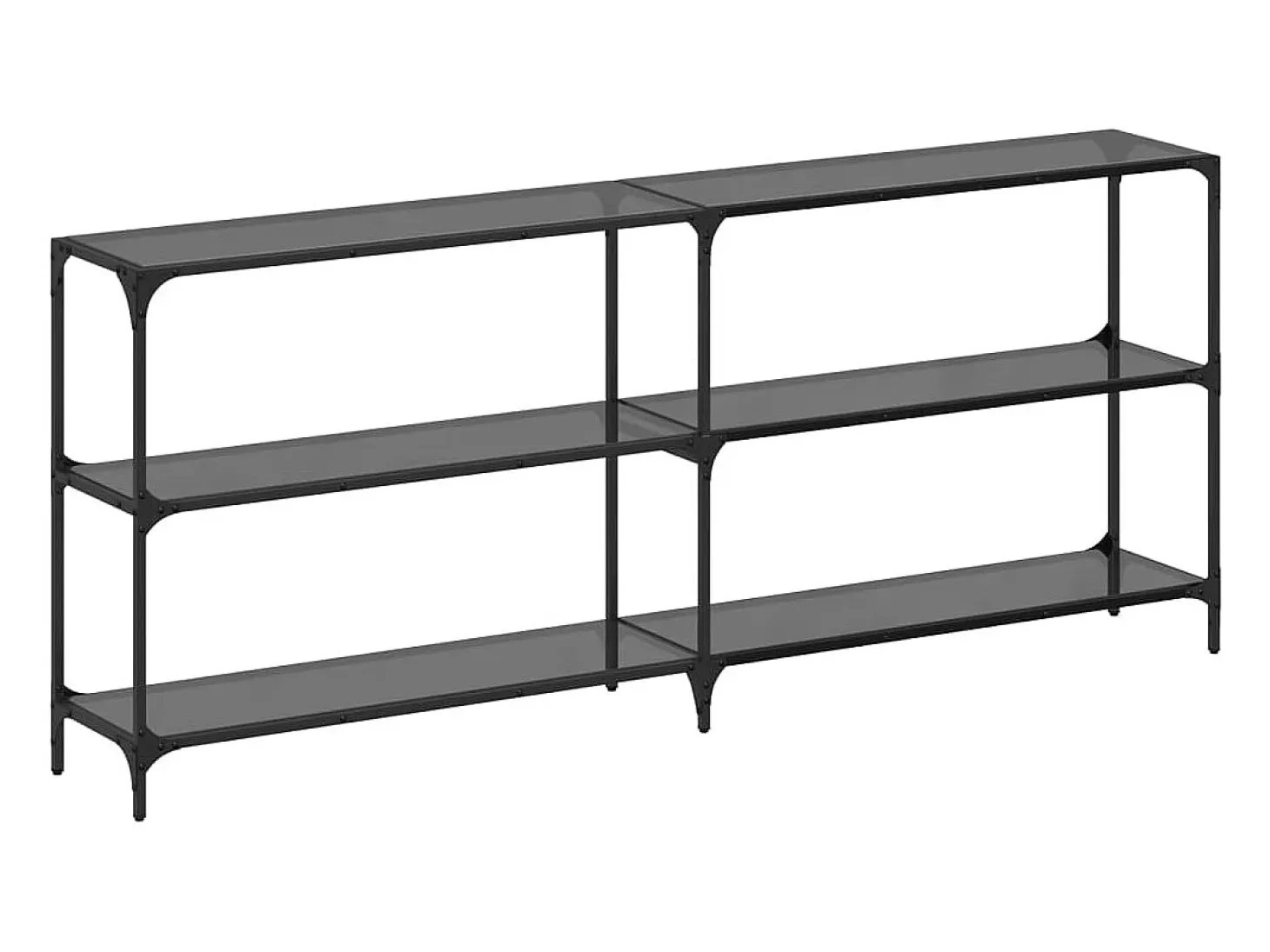Mesa consola con superficie de vidrio negro acero 194,5x30x81cm