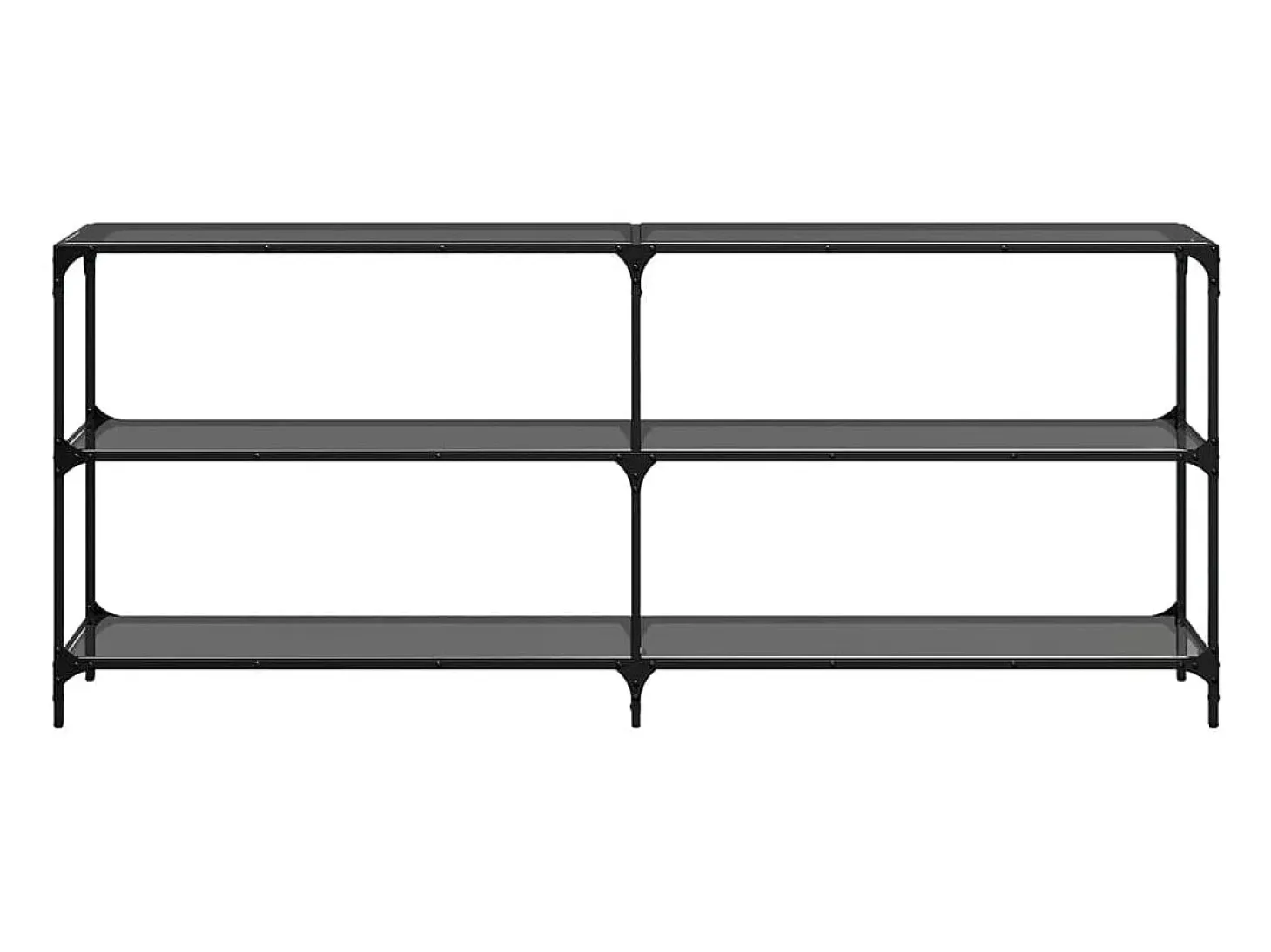 Mesa consola con superficie de vidrio negro acero 194,5x30x81cm