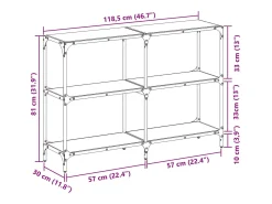 Mesa consola con superficie de vidrio negro acero 118,5x30x81cm