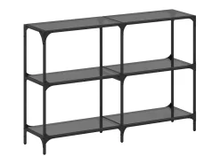 Mesa consola con superficie de vidrio negro acero 118,5x30x81cm