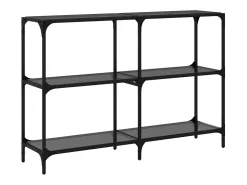 Mesa consola con superficie de vidrio negro acero 118,5x30x81cm