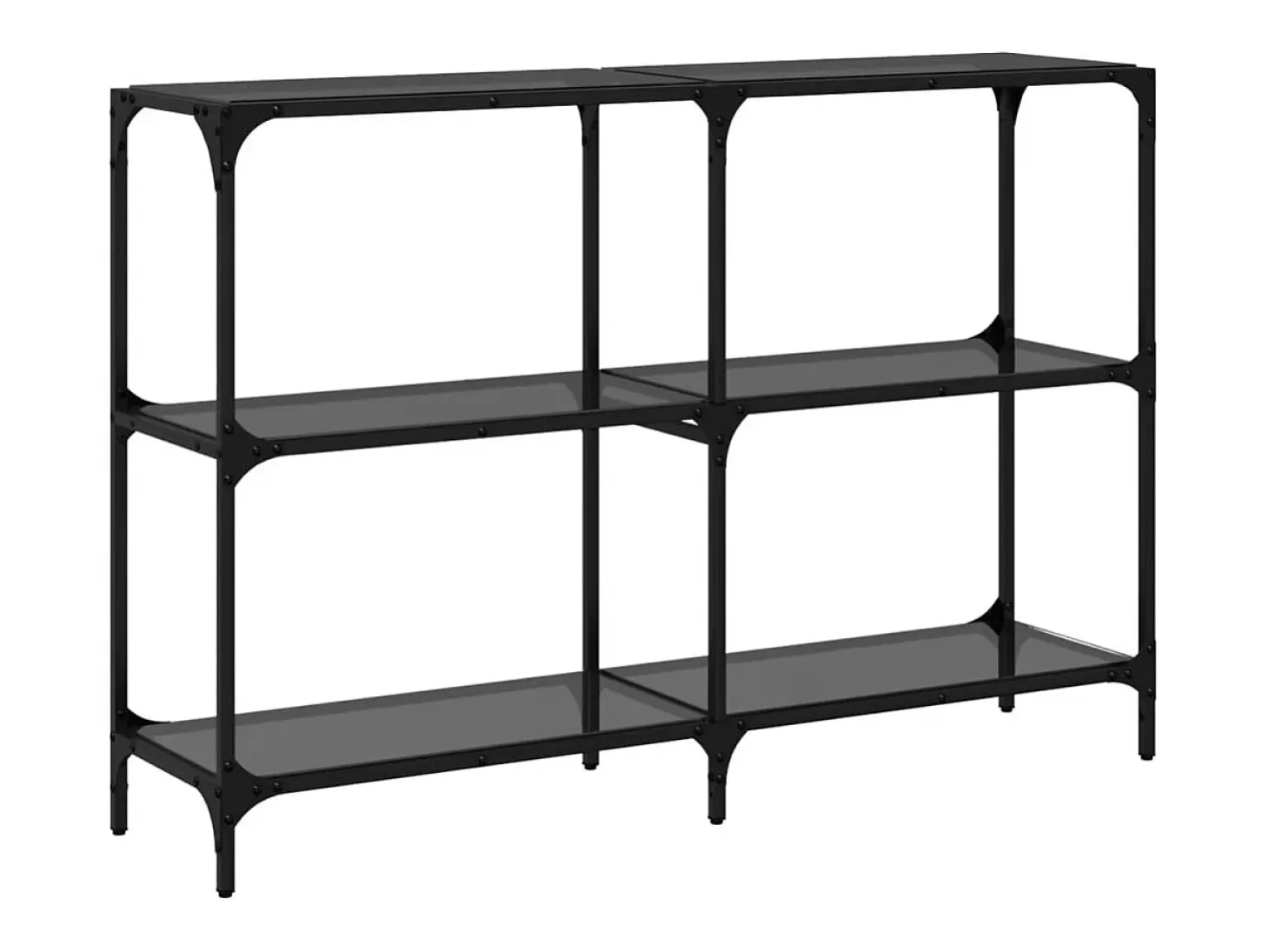 Mesa consola con superficie de vidrio negro acero 118,5x30x81cm