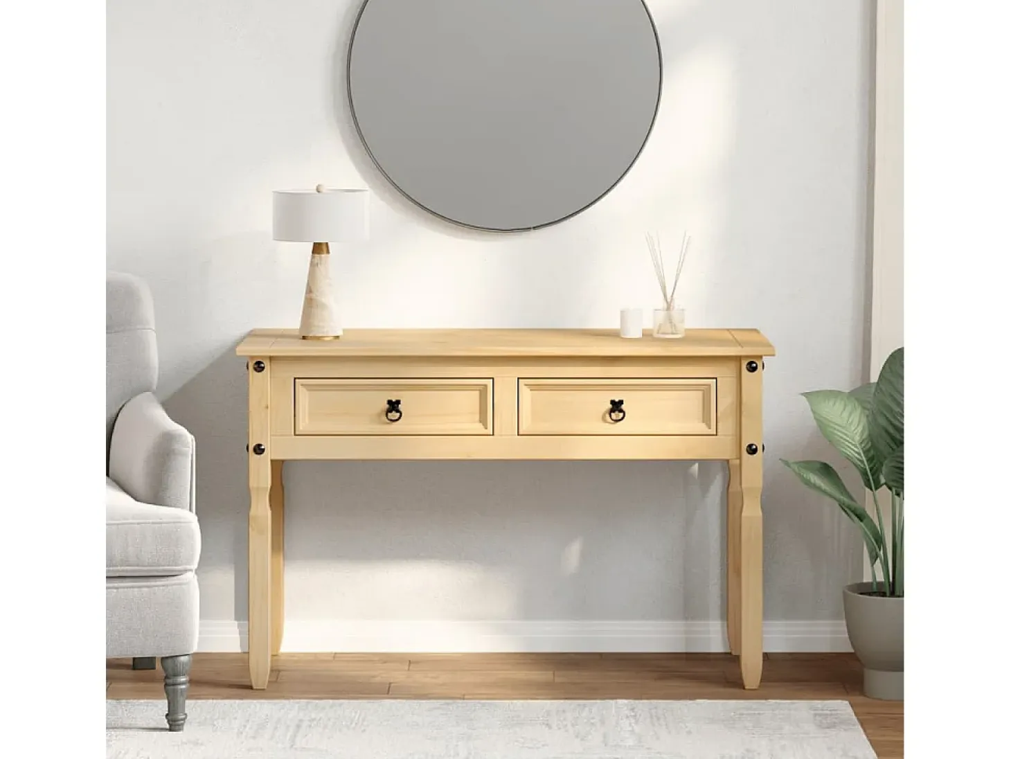 Mesa consola Corona madera maciza de pino 115x46x73 cm