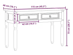 Mesa consola Corona madera maciza de pino 115x46x73 cm