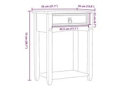 Mesa consola Corona 55x35x73 cm madera maciza de pino