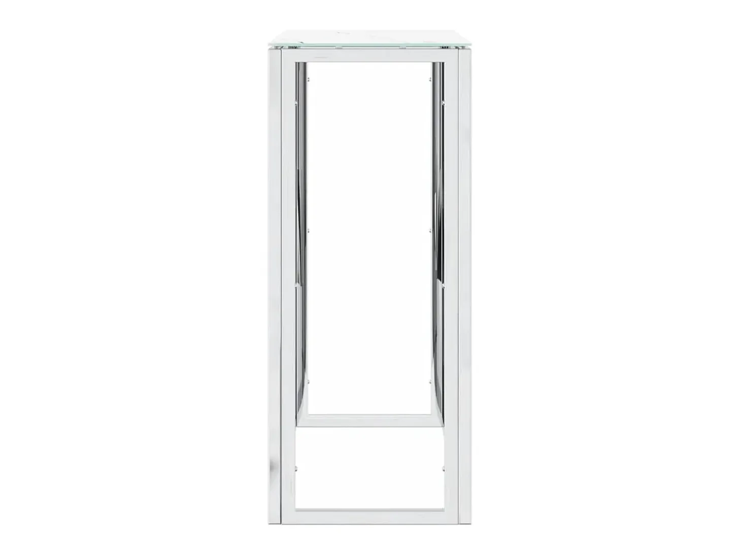 Mesa consola de acero inoxidable y vidrio plateada 70x30x70 cm