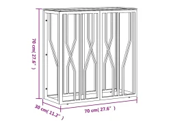 Mesa consola de acero inoxidable y vidrio plateada 70x30x70 cm