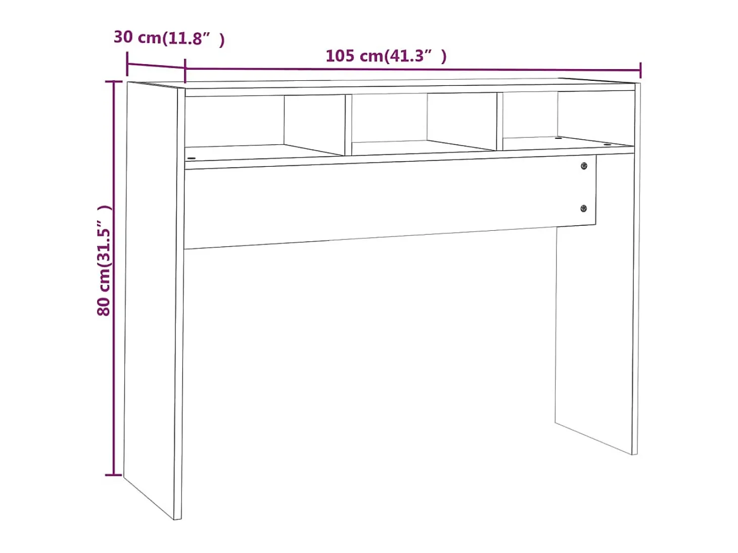 Mesa consola de aglomerado blanco brillante 105x30x80 cm