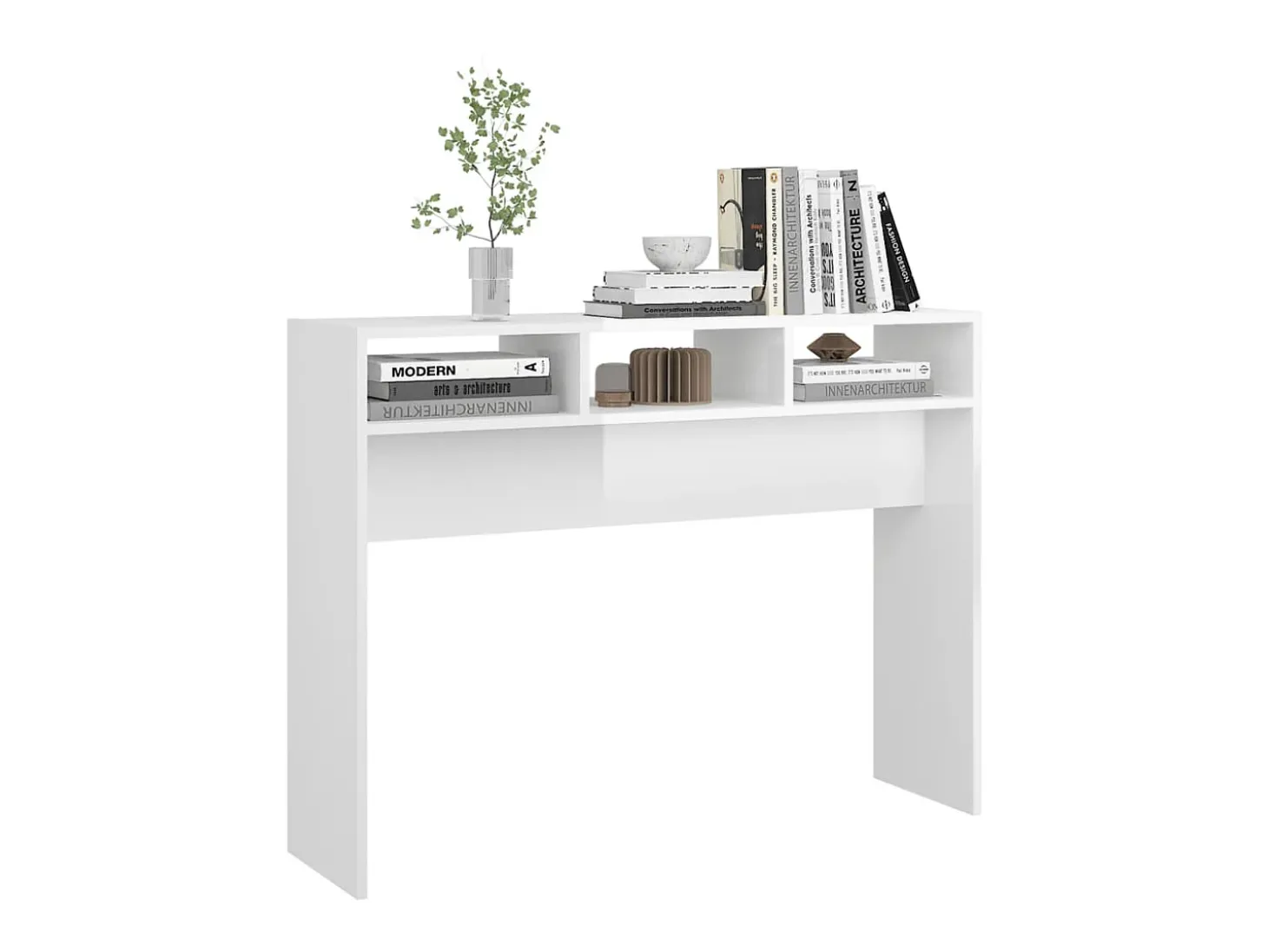 Mesa consola de aglomerado blanco brillante 105x30x80 cm