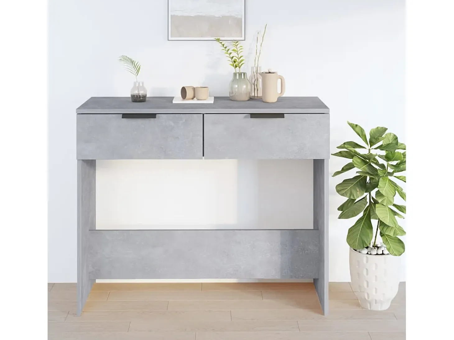 Mesa consola de hormigón gris 90x36x75 cm Madera de ingeniería
