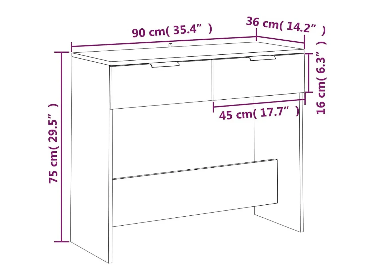 Mesa consola de hormigón gris 90x36x75 cm Madera de ingeniería