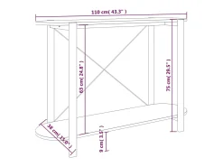 Mesa consola de madera contrachapada negro 110x38x75 cm