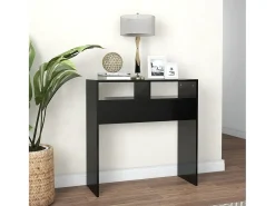 Mesa consola de madera contrachapada negro 78x30x80 cm