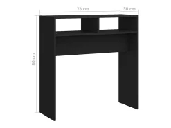 Mesa consola de madera contrachapada negro 78x30x80 cm