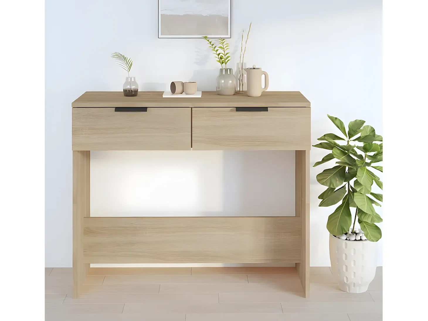 Mesa consola de madera contrachapada roble Sonoma 90x36x75 cm ES436721