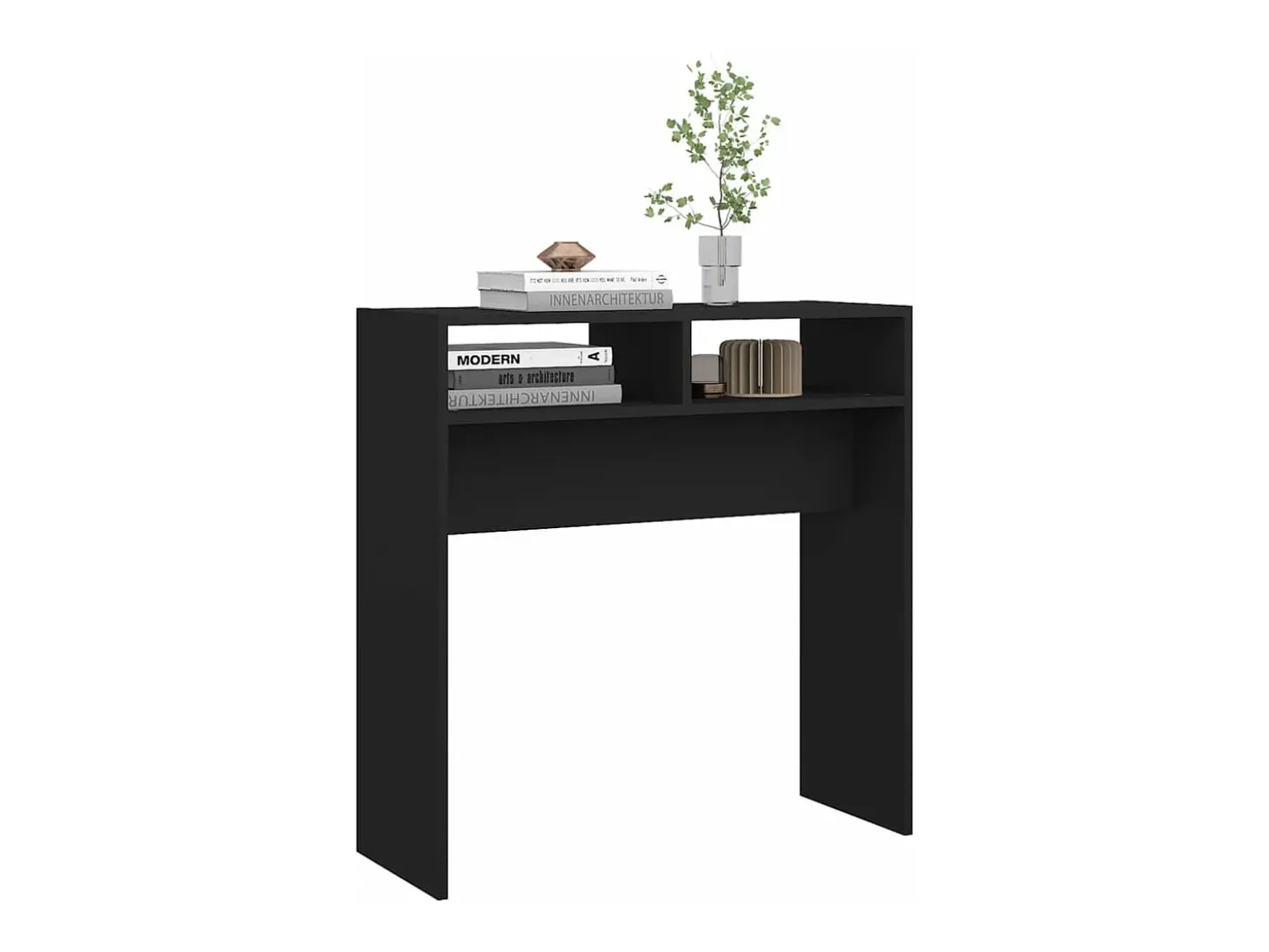 Mesa consola de madera contrachapada negro 78x30x80 cm ES518854