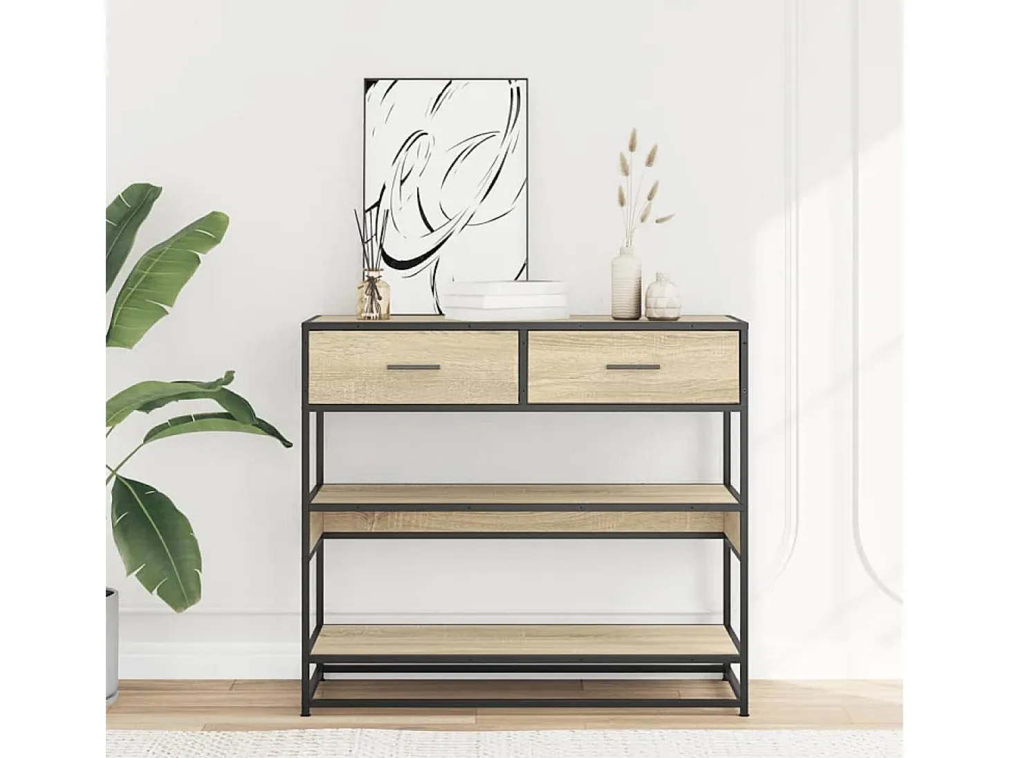 Mesa consola de madera de ingeniería roble Sonoma 90x35x80 cm