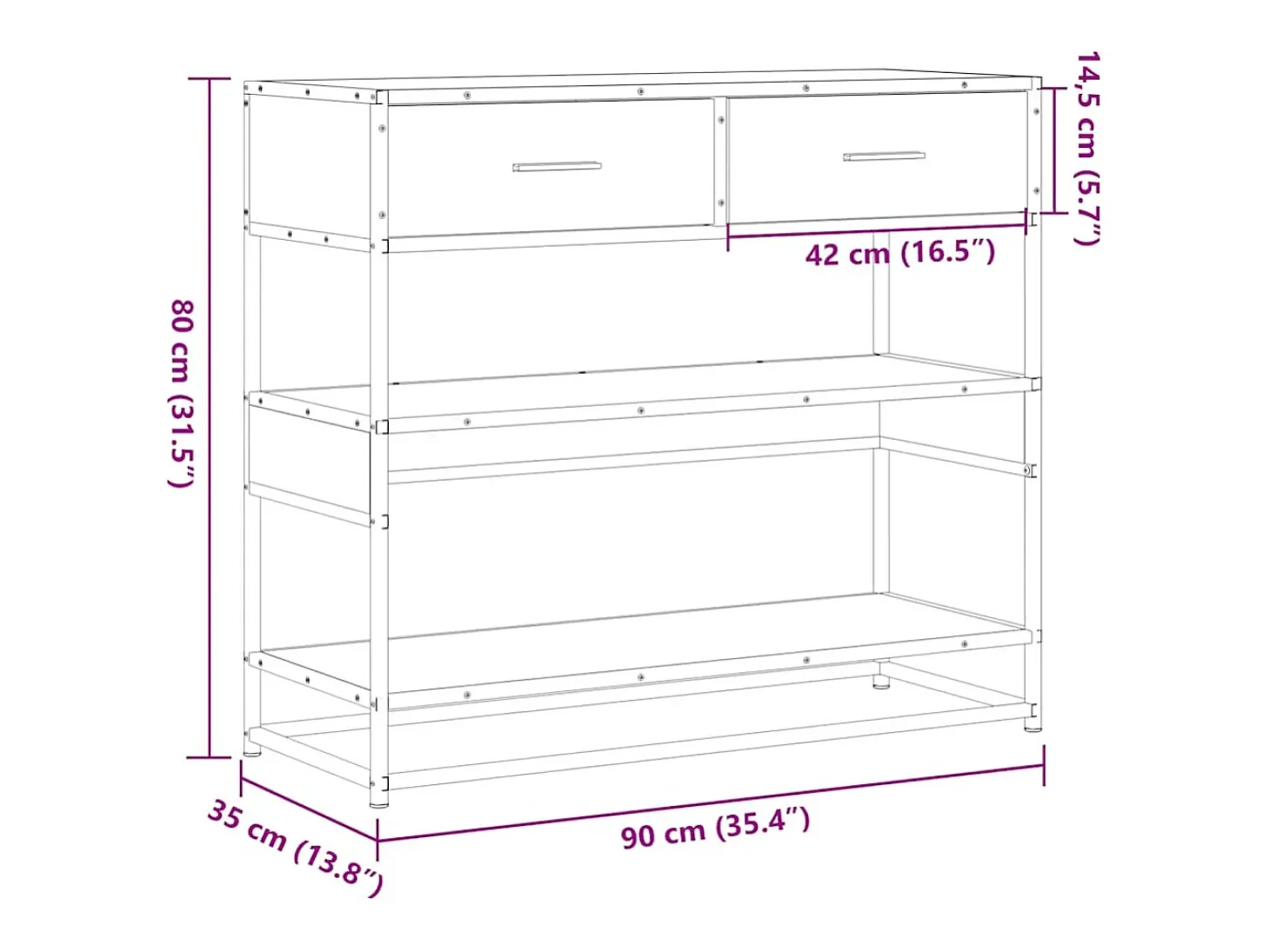 Mesa consola de madera de ingeniería roble Sonoma 90x35x80 cm