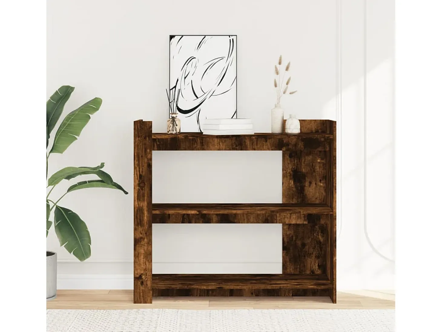 Mesa consola de madera de ingeniería roble ahumado 100x35x90 cm ES670961