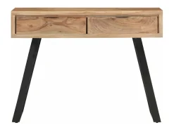 Mesa consola de madera de acacia bordes naturales 100x35x76 cm ES501853