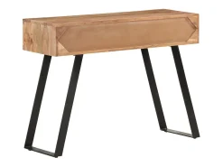 Mesa consola de madera de acacia bordes naturales 100x35x76 cm ES501853