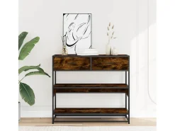 Mesa consola de madera de ingeniería roble ahumado 90x35x80 cm
