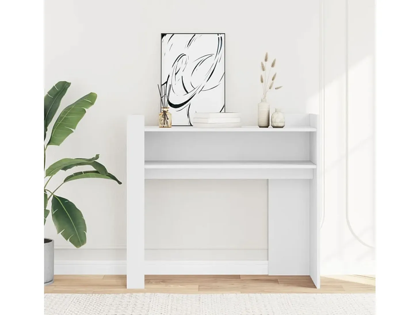 Mesa consola de madera de ingeniería blanca 100x35x90 cm