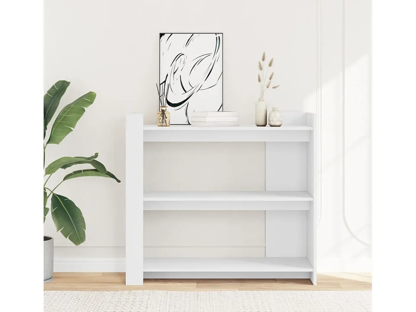 Mesa consola de madera de ingeniería blanca 100x35x90 cm ES811077