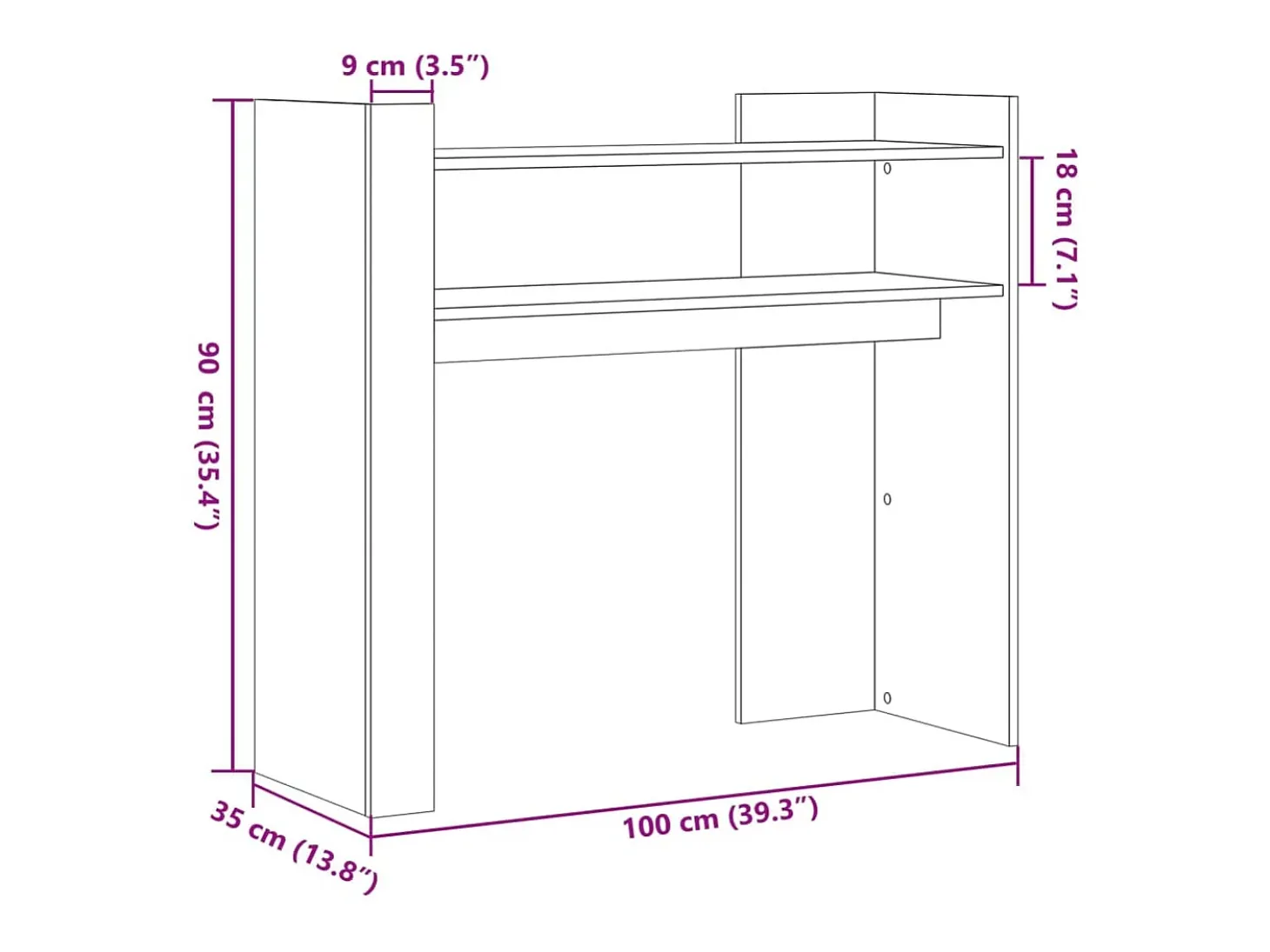 Mesa consola de madera de ingeniería roble Sonoma 100x35x90 cm
