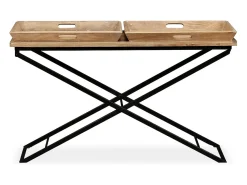Mesa consola de madera de mango maciza 130x40x80 cm