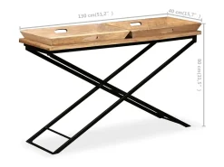 Mesa consola de madera de mango maciza 130x40x80 cm