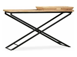 Mesa consola de madera de mango maciza 130x40x80 cm