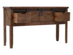 Mesa consola de madera de abeto maciza marrón 131x35,5x75 cm ES662751