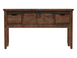 Mesa consola de madera de abeto maciza marrón 131x35,5x75 cm ES662751