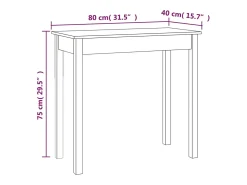 Mesa consola de madera maciza de pino blanco 80x40x75 cm