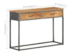 Mesa consola de madera maciza de acacia 110x35x75 cm